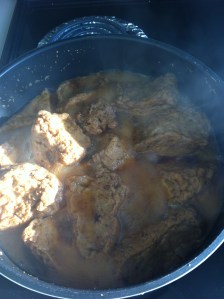 Boiling seitan in broth