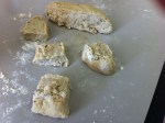 Cutting seitan dough to cook