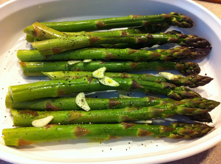 Here's what the asparagus looked like going into the oven