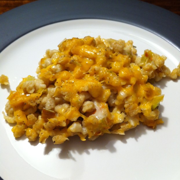 Cheesy spaetzle on the plate