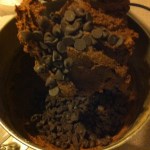 chocolate chips into chocolate cookie dough