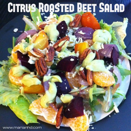vegetarian, salad, red beets, golden beets, avocado dressing